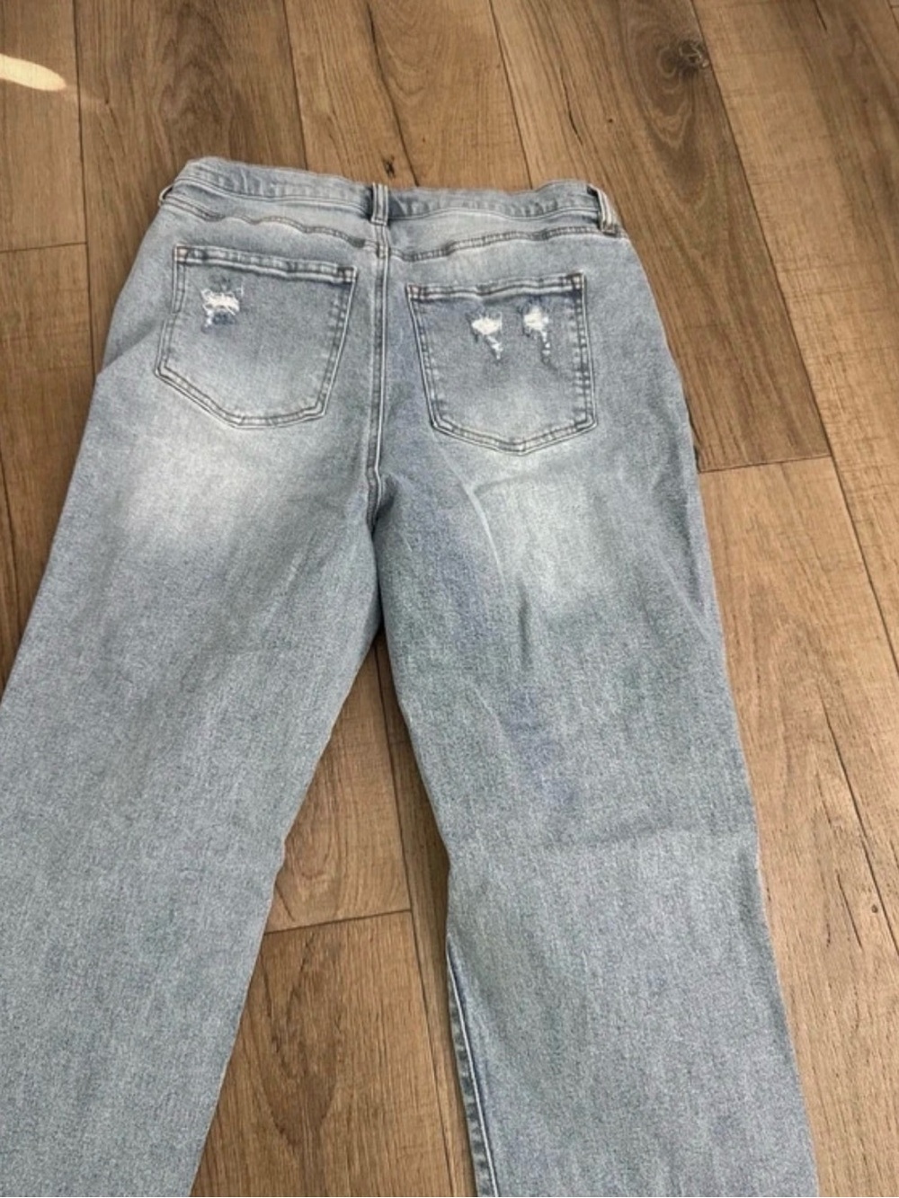 Fashion Nova Light Blue Distressed Straight Leg Jeans